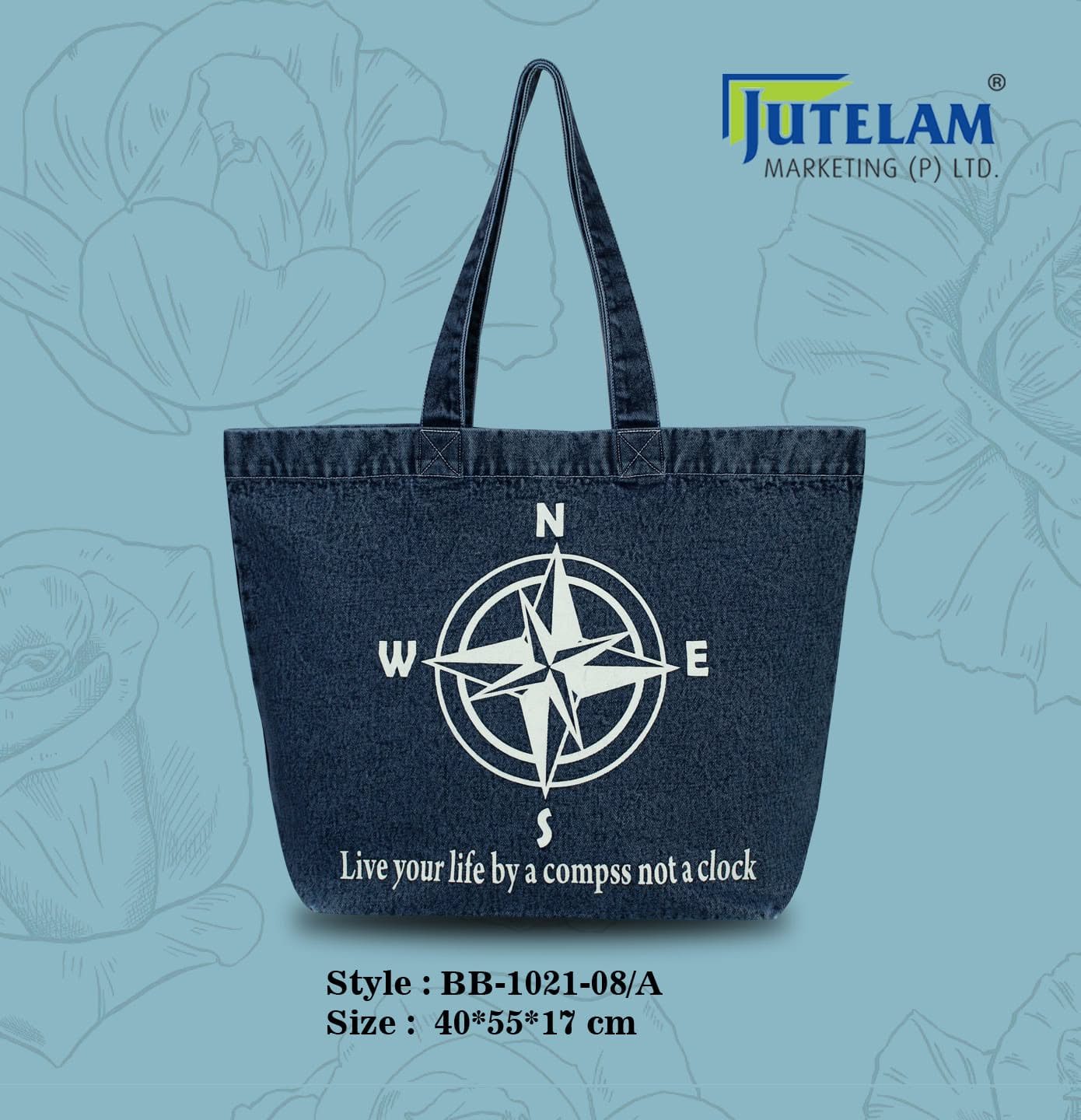 Compass Denim Tote